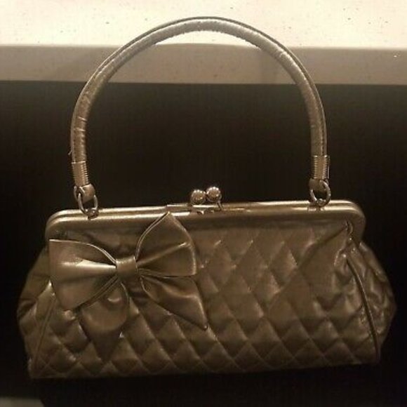 Bronze Metallic Bow Bag Purse - Picture 2 of 6